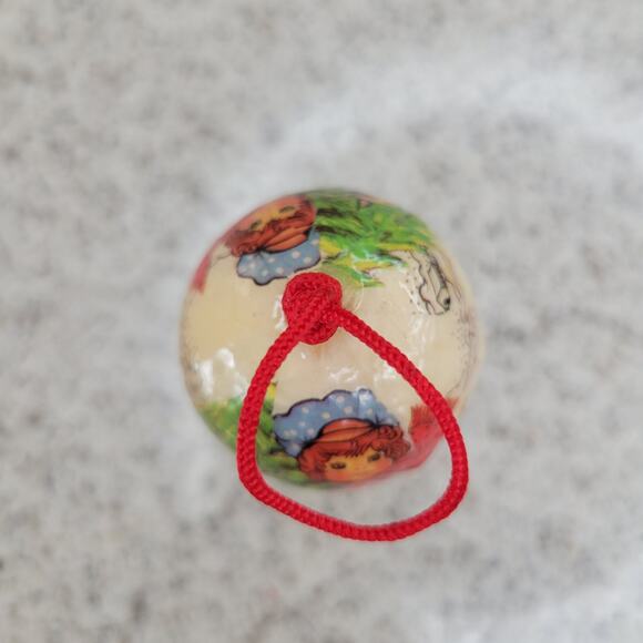 VTG Paper Maché Decoupage German Boy Goose Mini Christmas Ornament Ball Bauble - Picture 5 of 16